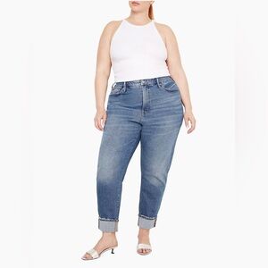 Good American The Weekender Cuffed Jeans High Waist Medium Wash Plus Size 20
